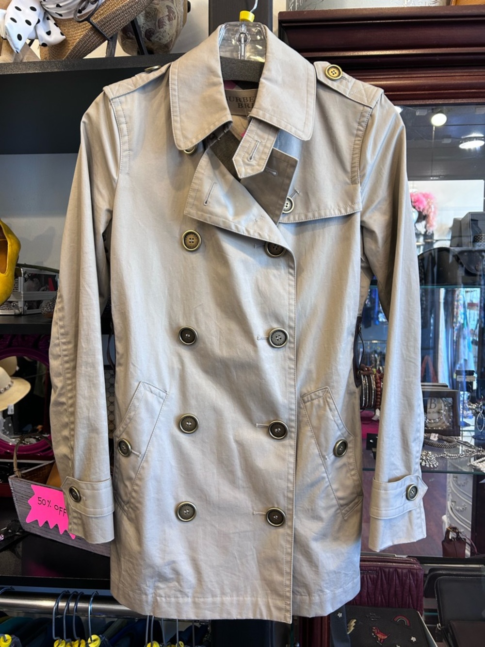 BURBERRY BRIT Classic Beige Trench Coat - Women's Double-Breasted Jacket